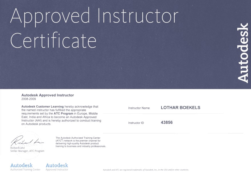 Autodesk Approved Instructor Certificate 43856